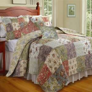Blooming Prairie Floral Patched 5 Piece King Quilt Set