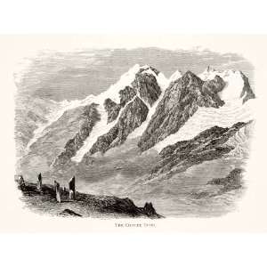  Wood Engraving Italy Ortler Spitz Mountain Glacier Peak Alps Summit 