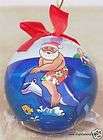 Tropical Santa Xmas Ornament Riding Dolphin Christmas Ball 3 New 
