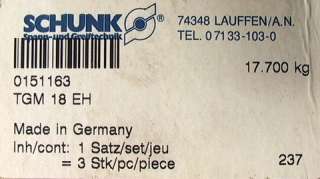 Schunk TGM 18 EH Jaw Riser Blocks Metal Lathe Chuck 40#  