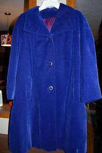 VINTAGE BETTY ROSE ROYAL BLUE VELVET COAT SIZE XL  