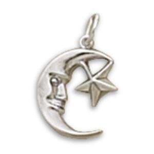  Man in the Moon and Star Charm Sterling Silver: Jewelry