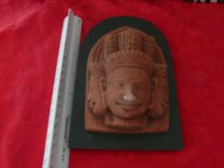Really neat looking terracotta look Cambodian Khmer warrior head 