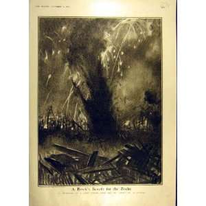  1916 NIGHT STRAFE BROCK BOCHE WAR WW1 SKETCH PRINT