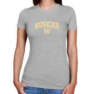  UW Huskies Tee Shirt : Washington Huskies Ladies Ash Logo 