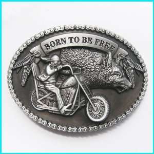  BORN TO BE FREE sign enameled Belt Buckle AT 066AS 