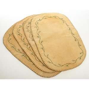  Package of 4 Tea Stained Muslin Cloth Placemats with 