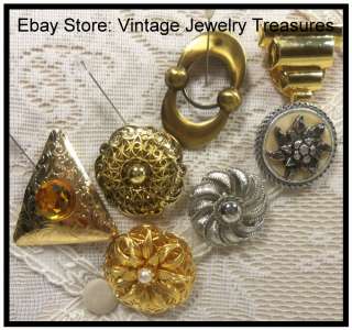 Vintage Lot of 7 Dress Clips ~West Germany~Gold Tone~Silvertone~Enamel 