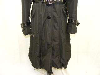 Womens Black Belted Designer Coat w/ Fur Hood 50/10  