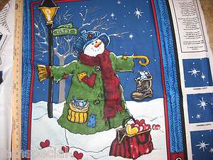 Tattered Snowman Quick Quilt Fabric 36X 44 Wall Hanging Blue Green 