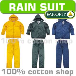 Panoply Work Wear Rain Suit Jacket Trousers PVC Mens Ladies Yellow 