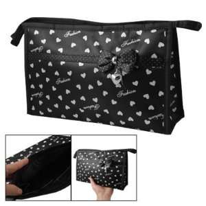  Bowknot Decor Herat PrintCosmetic Pouch Bag Black for 