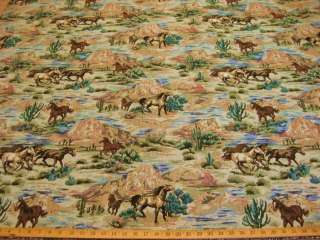  Mustangs desert scene horse tapestry upholstery fabric ft912  