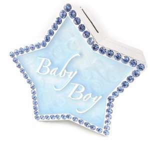  Piggy bank Baby Boy blue star.