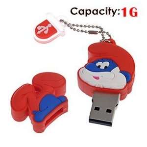  1G Rubber USB Flash Drive with Shape of Smurfs (Red) Electronics