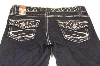 Womens Fragile Jeans Slim Blinged Out Studded 26x31  