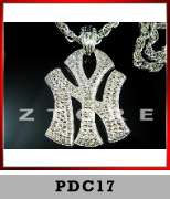   NY★YANKEES CZ DOGTAG Chain Necklace★ICED OUT★BLING★DT4  