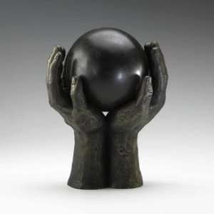   02125 Hands and Sphere Sculpture, Bronze Finish