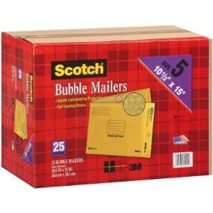 Scotch 3M Bubble Mailers Size 5 (10 1/2  x 15)   25ct 