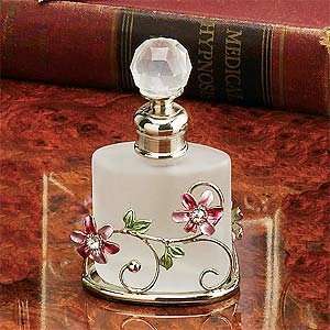 Floral Pink Glass Perfume Bottle Frosted Glass:  Home 