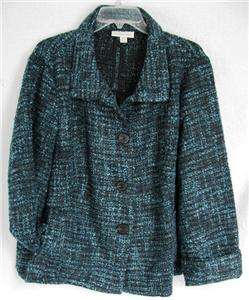Coldwater Creek Turquoise Boucle Litewght Swing Jacket  