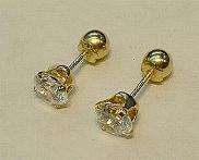 New 14k Gold/5mm Dia Baby Ball Stud Earrings Free Ship!  