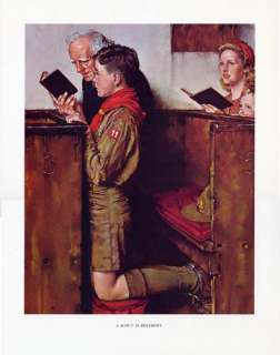 Norman Rockwell Boy Scout Print SCOUT IS REVERENT 1940  