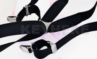   Clip on Adjustable Pants X back Suspender Braces Elastic Kid Black