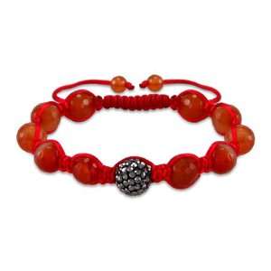  Red Fire Agate Genuine Stone Shamballa Style Bracelet: Eve 