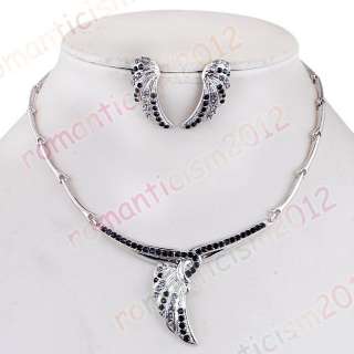 Free choker necklace earring 1set Czech rhinestone  