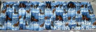 Snow Horse Pony Blue Patch Curtain Valance NEW  