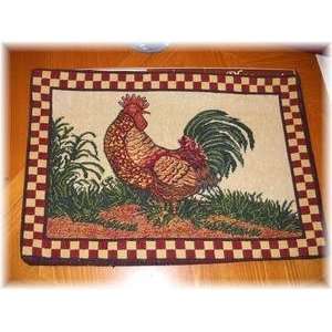  Burgundy Check Rooster Kitchen Placemat Set Roosters Placemats Farm 