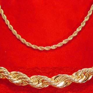 NEW 24K HEAVY GOLD GP 5mm FRENCH ROPE 20 CHAIN NECKLACE FAST FREE 