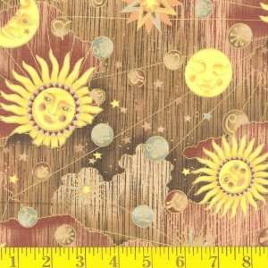 45 Wide Sun and Moon Khaki Fabric By The Yard: Arts 