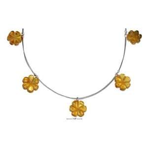  Sterling Silver Honey Amber Flower Necklace Stainless 