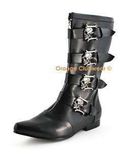 DEMONIA BROGUE 107 Punk Gothic Mens Calf Boots w/Skulls  