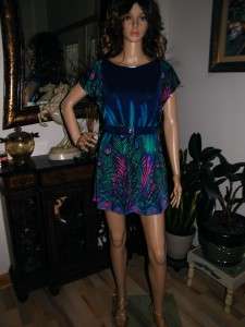 Moon Collection Colorful Peacock Print Dress M EUC Spring/Summer 