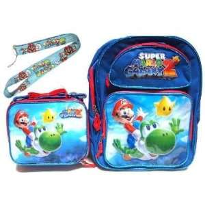  Super Mario backpack and Lunch bag with lanyard school set 