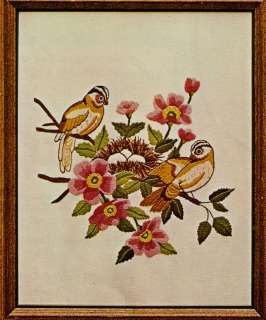 Vintage Sultana Love Nest Birds Crewel on Linen Kit  