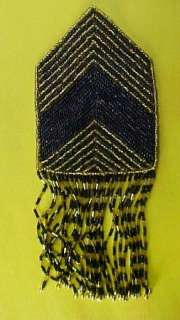 Vintage MILITARY CHEVRON beaded applique BUGLE/SEED  