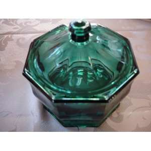   Beautiful Vintage Dark Green Sugar Bowl  heavy Glass: Everything Else