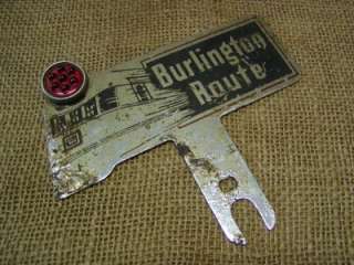 Vintage Burlington Route Railroad Sign Antique Tag RARE  
