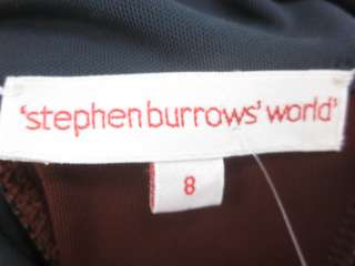 STEPHEN BURROWS WORLD Gray Blue Long Sleeve Dress Sz 8  