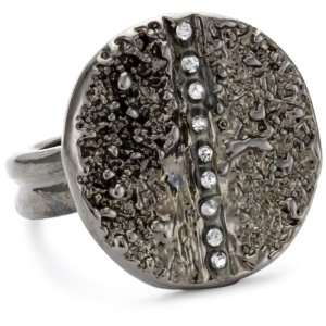 Paige Novick Lake Como Gunmetal Textured Medallion Ring 