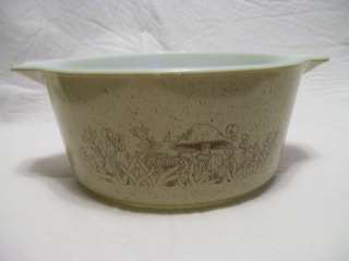 Pyrex Bowl Speckled beige with mushrooms 474 B 1.5  