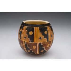    Andean Indian Hand Carved Gourd Vase  Geo (4): Home & Kitchen