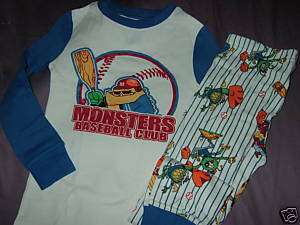 Childrens Place MONSTERS BASEBALL CLUB pajamas pjs 4  