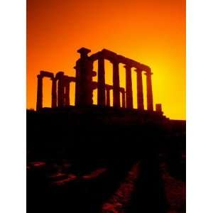  Ruins on Cliff in Cape Sounion, Poseidon, Greece Stretched 