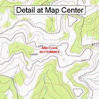   Topographic Quadrangle Map   Allen Creek, Texas (Folded/Waterproof