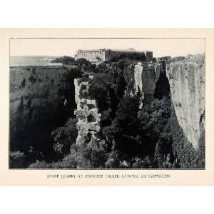 1904 Print Stone Quarry Syracure Latomia Dei Cappuccini Sicily Cliff 